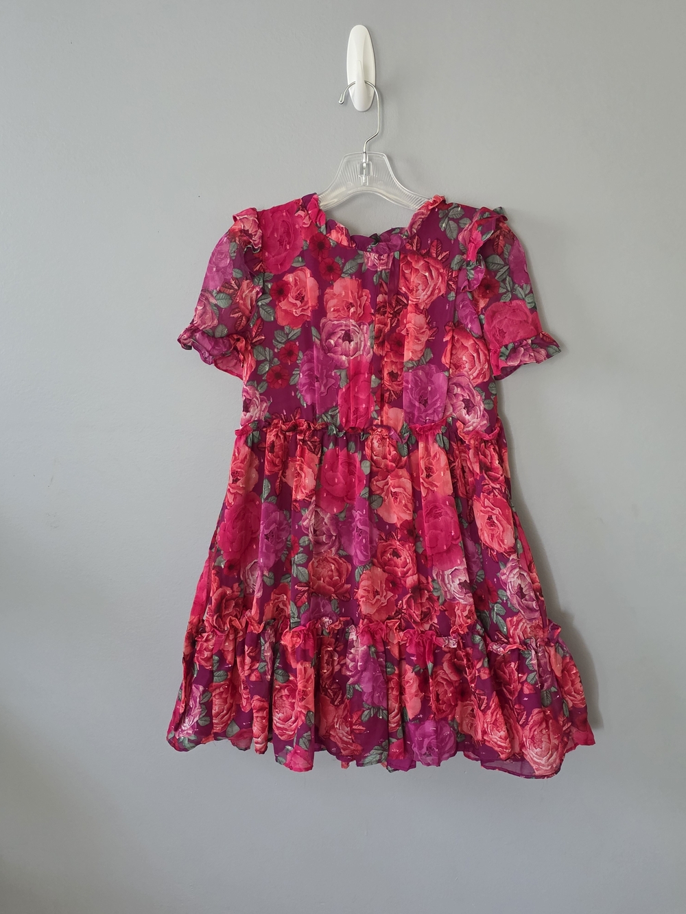 Girls' Wonder Nation Floral Pink Tiered Party Dress Size 10 Plus